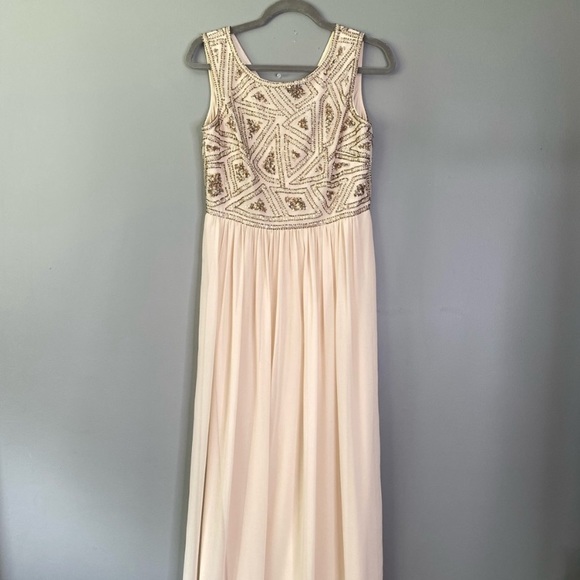 Adrianna-Papell top beaded V-Back sleeveless long gown - Picture 7 of 9